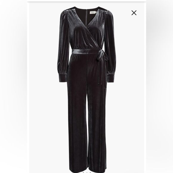 Eliza J Wrap Look Velvet Grey Pewter Jumpsuit - Picture 3 of 15